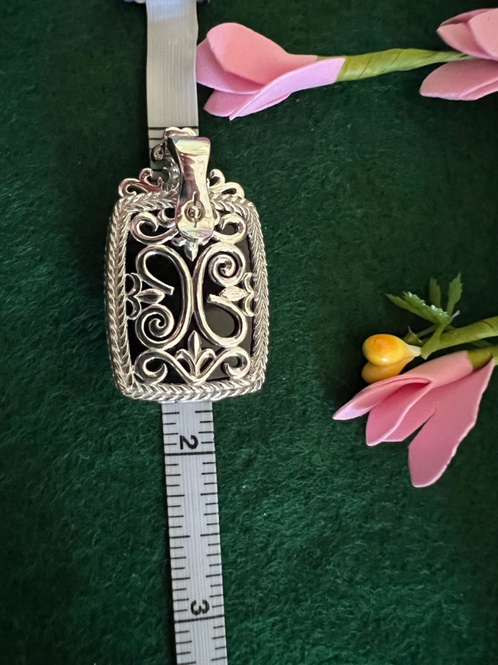 Ornate Filigree Pendant/Enhancer Silver & Gold Tones - Picture 9 of 13